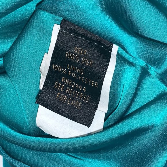 Nicole Miller green silk batwing one shoulder mini dress size 12 - Picture 12 of 13